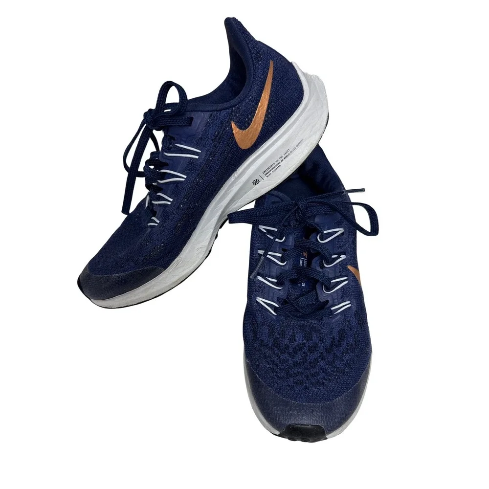 Nike Zoom Pegasus 35.5 Unisex 3.5Y Navy Blue Bronze Running Athletic Gym Sneaker